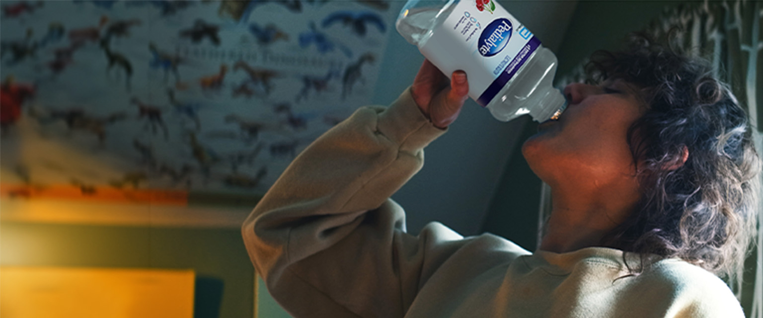 Seasonal homepage banner, hydrate with pedialyte to rapidly restore electrolytes.