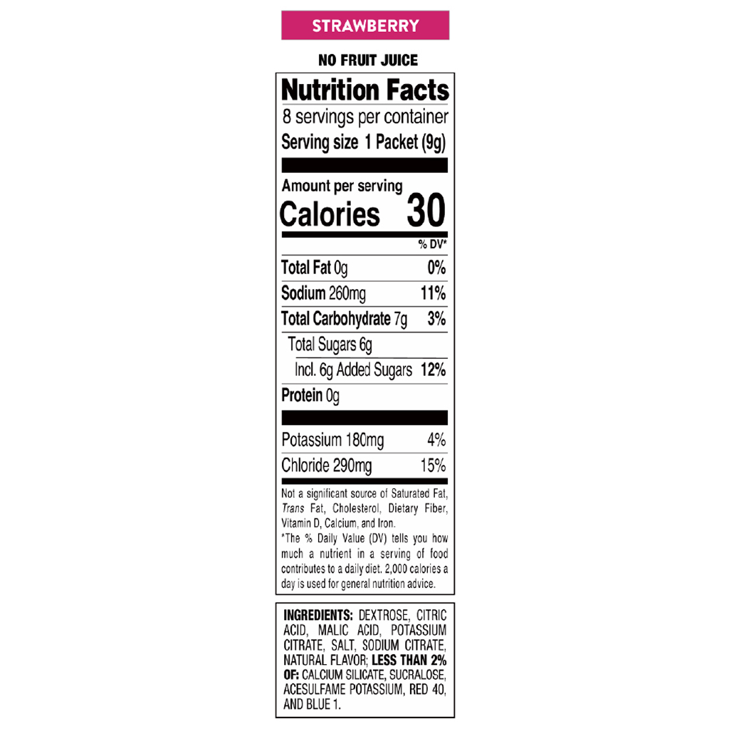 Pedialyte Strawberry Nutrition Information