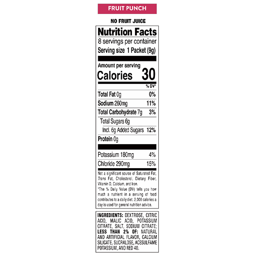 Variety Pack Nutrition Chart Information Image