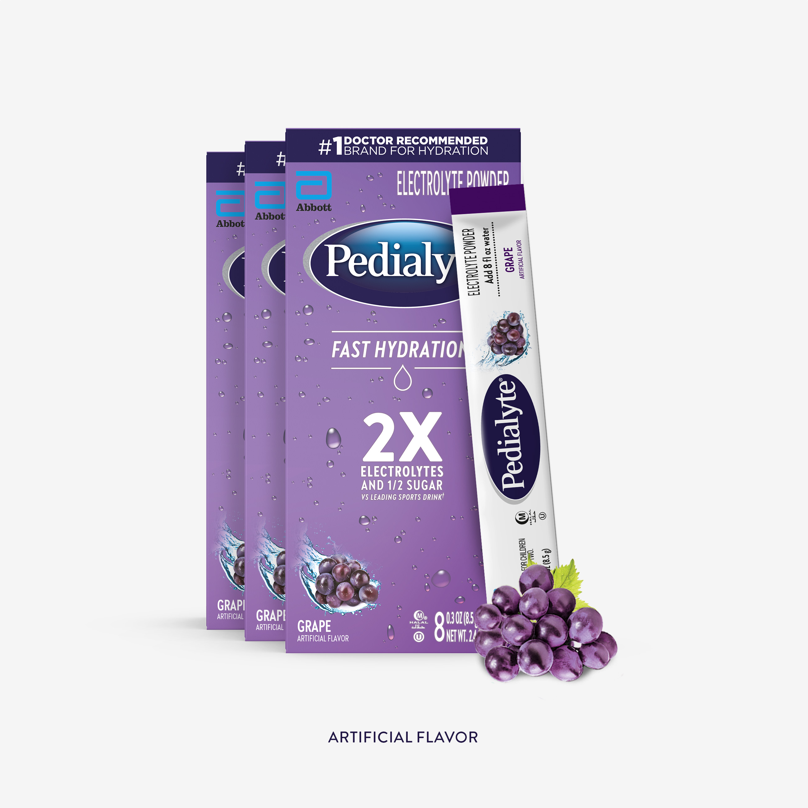 Fast Hydration Electrolyte Powder Packs in Grape