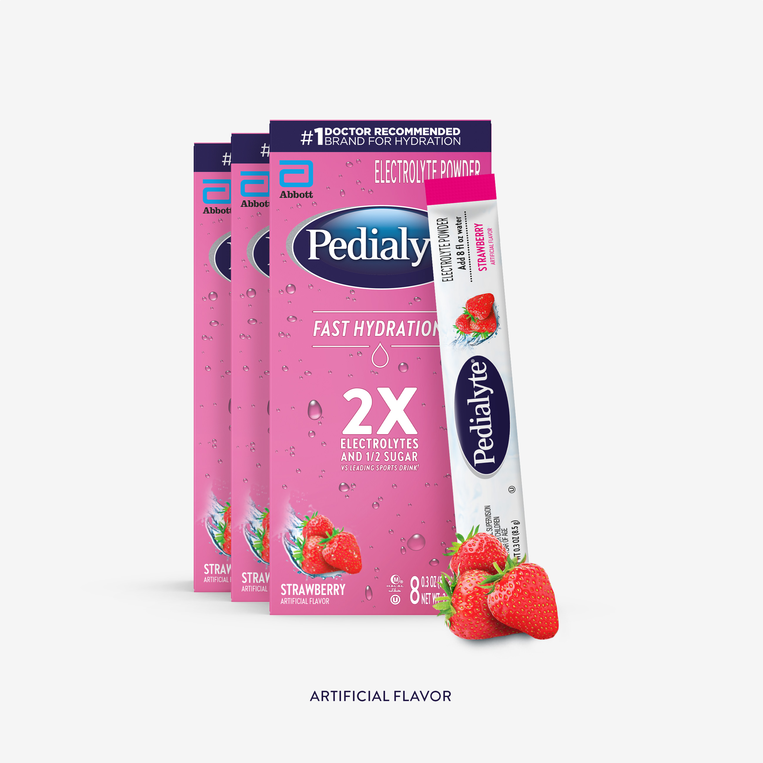 Fast Hydration Electrolyte Powder Packs in Strawberry