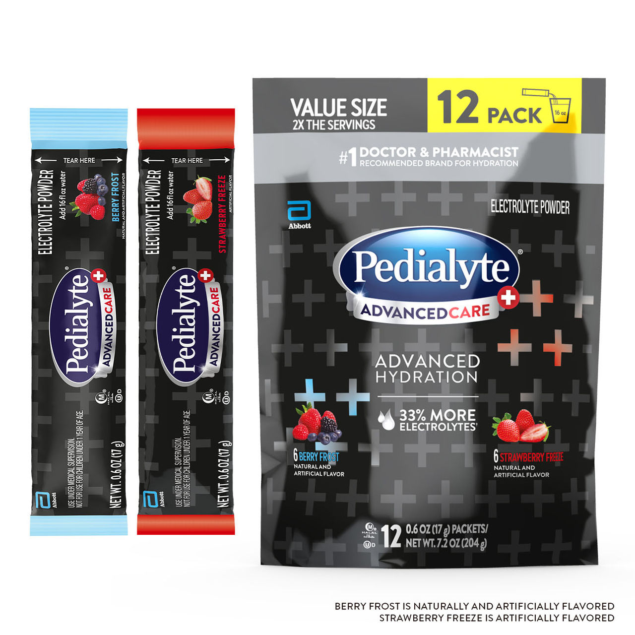 Pedialyte Advanced Care Plus Powder Packs in Variety Pack, 12 Packets