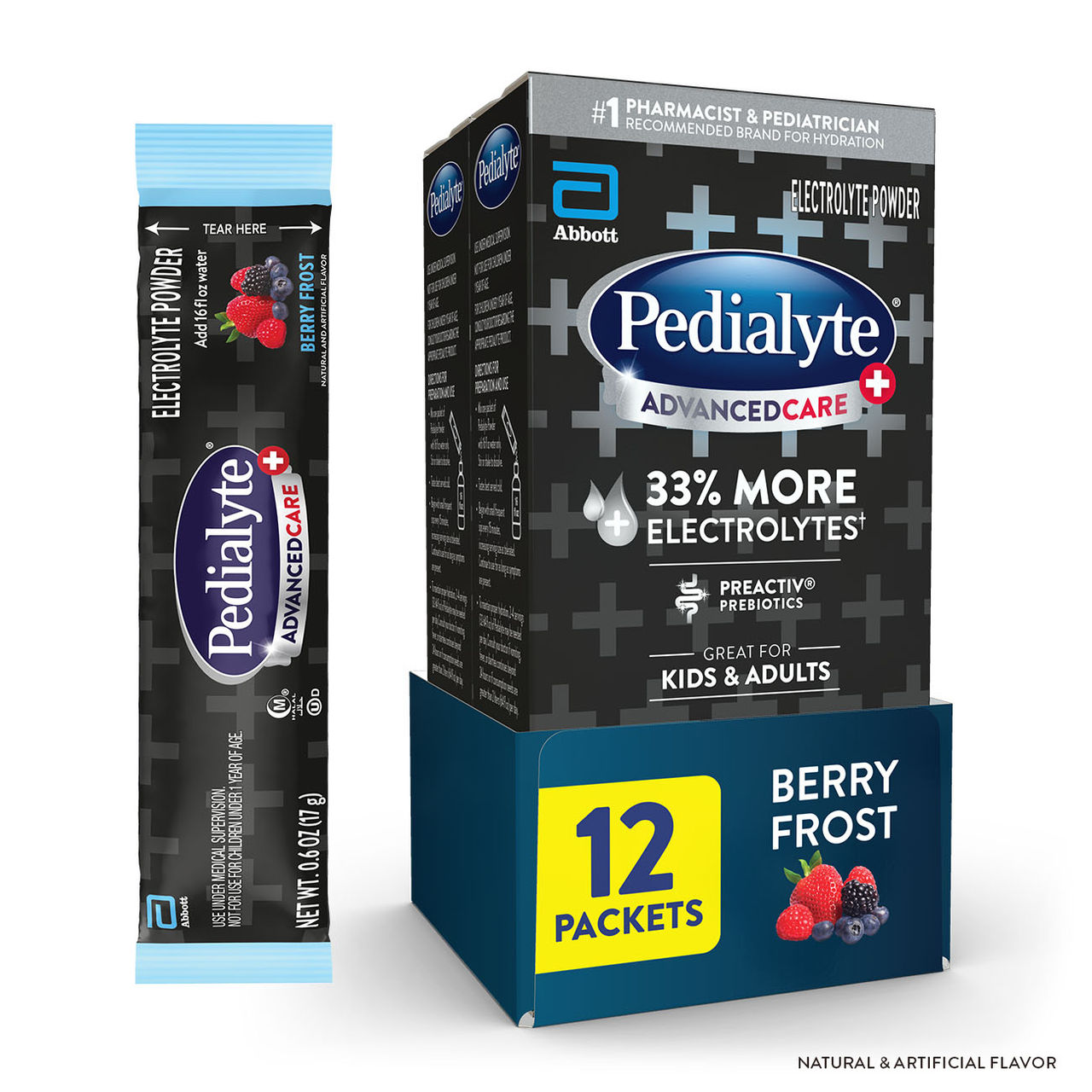 Pedialyte Advanced Care Plus Powder Packs in Berry Frost, 12 Packets