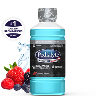 Pedialyte advanced care plus liter, berry frost, electrolyte solution.