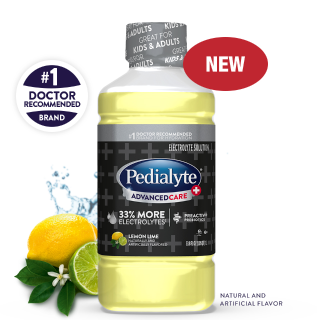 Pedialyte advanced care plus liter, lemon lime, electrolyte solution.