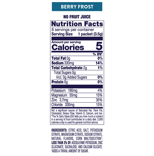 Variety Pack Nutrition Chart Information Image