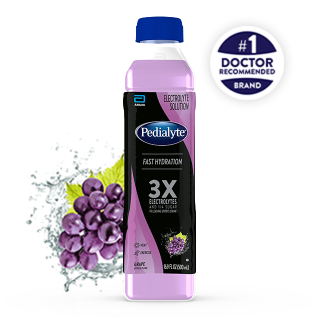 Pedialyte half liter, grape, electrolyte solution.