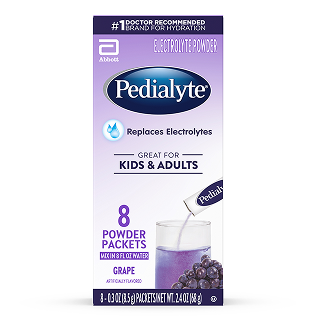 Pedialyte powder pack, grape, 8ct, 8.5g, electrolyte powder