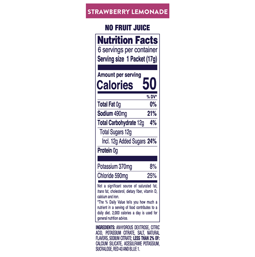 Variety Pack Nutrition Chart Information Image