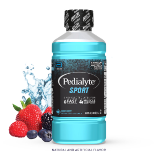 Pedialyte sport liter, berry freeze, electrolyte solution.